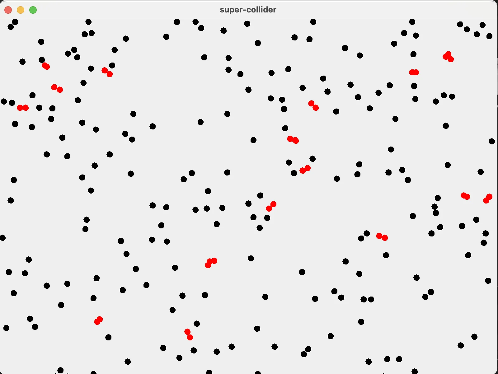 CollisionGUI showing black moving points and red colliding points